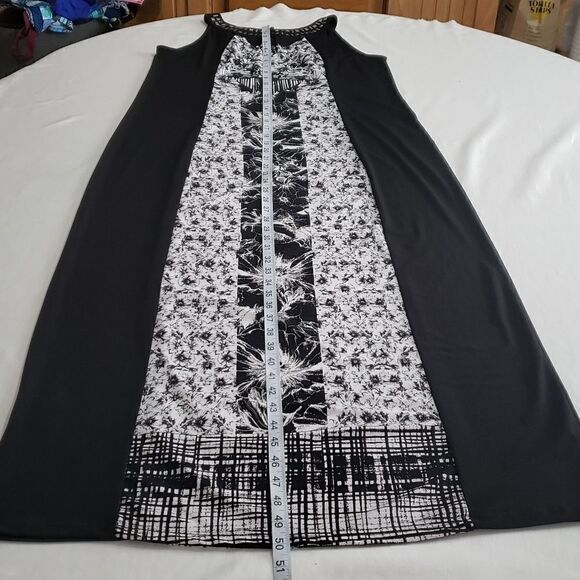 Style&Co Black & White Studded Neckline Maxi Dress MEDIUM - Picture 9 of 13